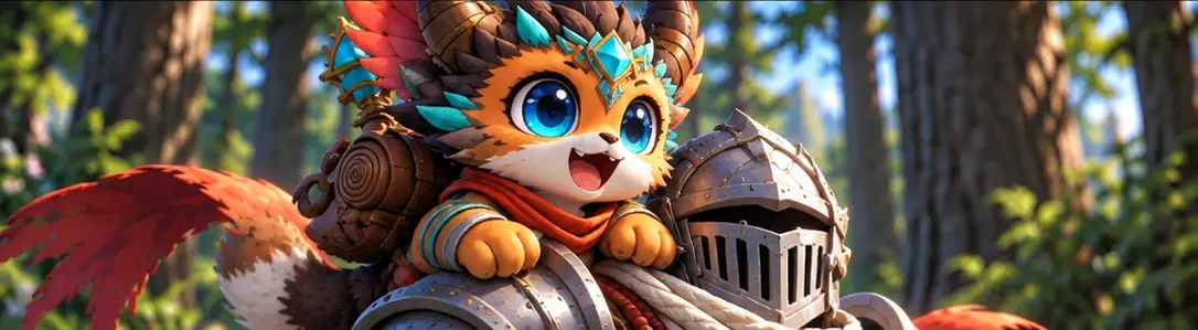 A close view of the creature on the knight's shoulder, grinning with its mouth open.